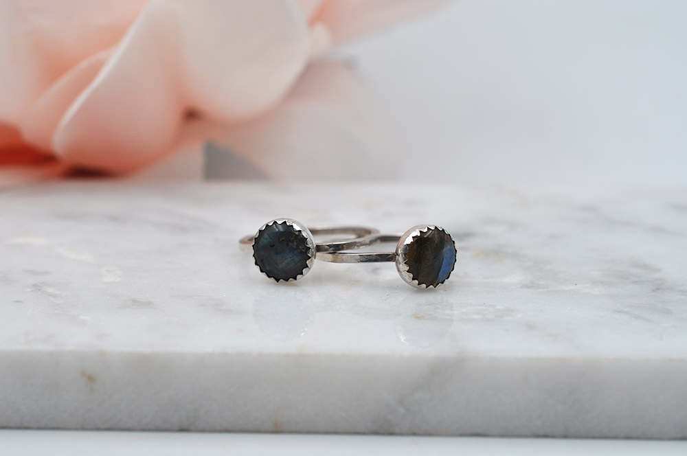 Labradorite Mix & Match Sterling Silver Hammered  Stacking Ring