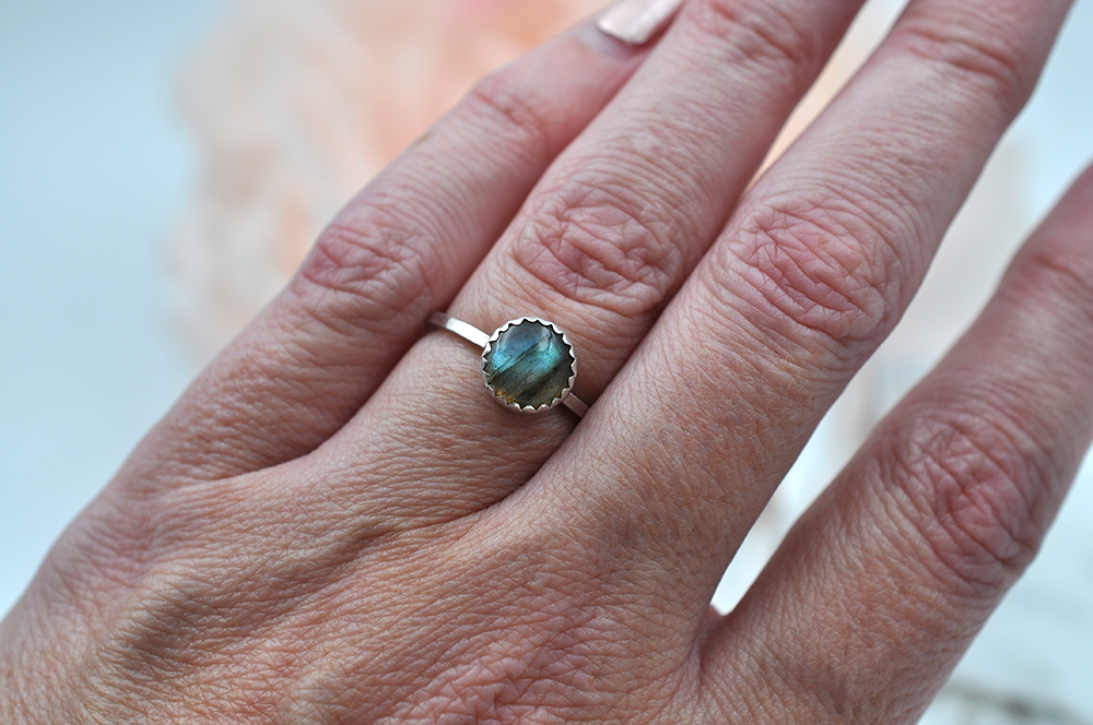 Labradorite Mix & Match Sterling Silver Hammered  Stacking Ring