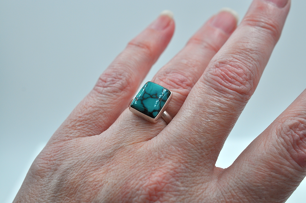 Rectangular Turquoise Ring US Size 7