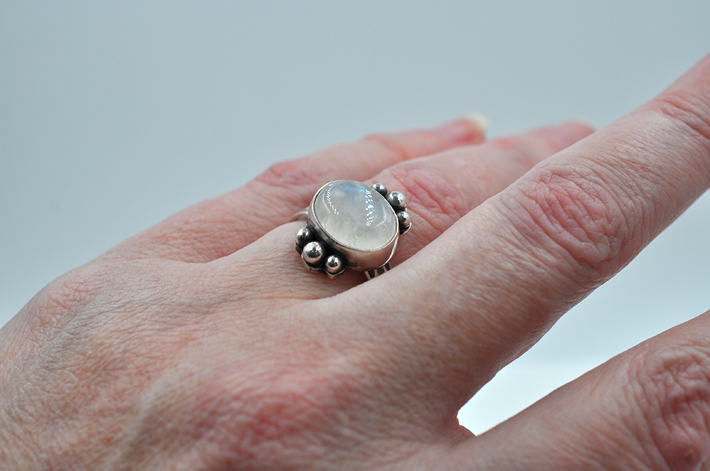 Rainbow Moonstone Ring US Size 7.5