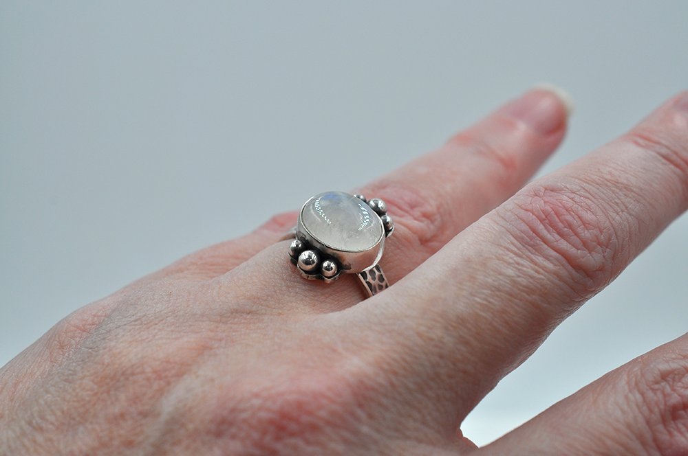 Rainbow Moonstone Ring US Size 7.5