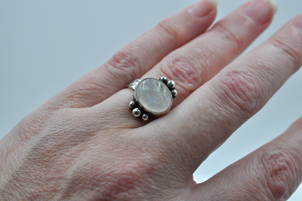 Rainbow Moonstone Ring US Size 7.5