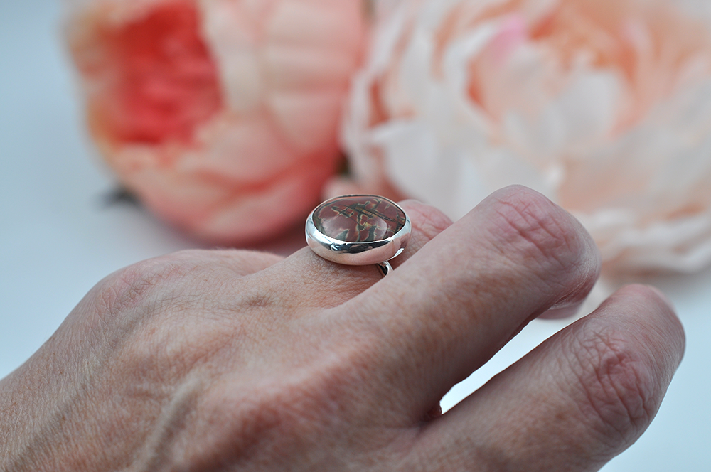 Round Cherry Creek Jasper Abella Ring in Sterling Silver • US Size 7