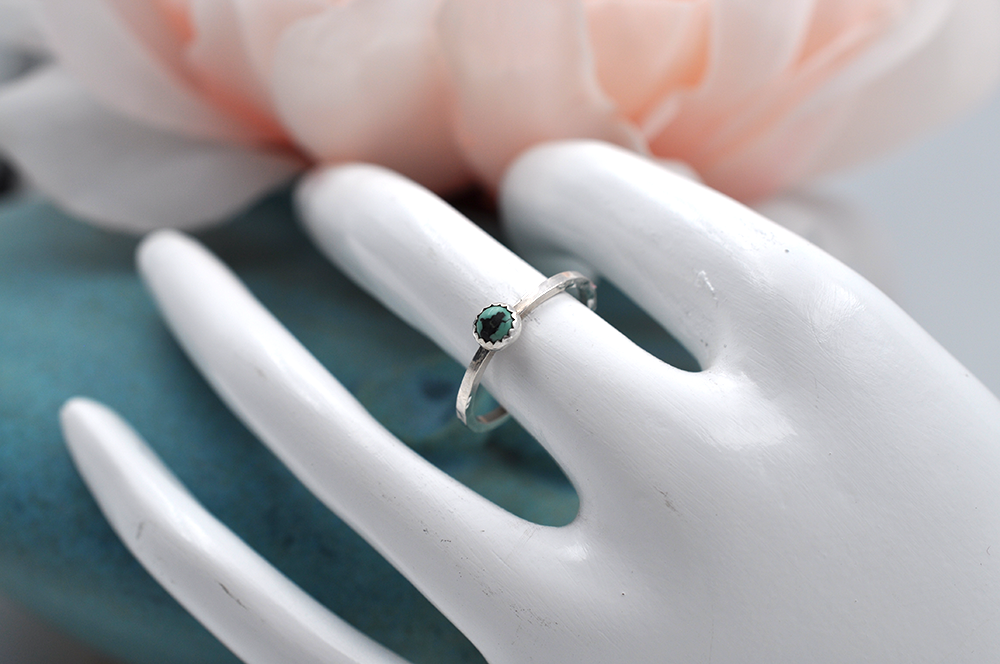 Turquoise Mix & Match Sterling Silver Hammered Stacking Ring