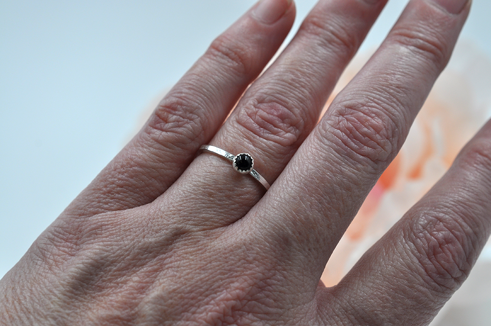 Black Onyx and Sterling Silver Mix & Match Stacking Rings